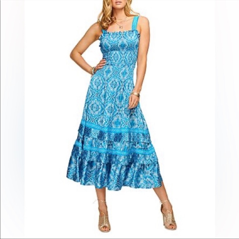 Ramy Brook Printed Sia Smocked Midi Dress